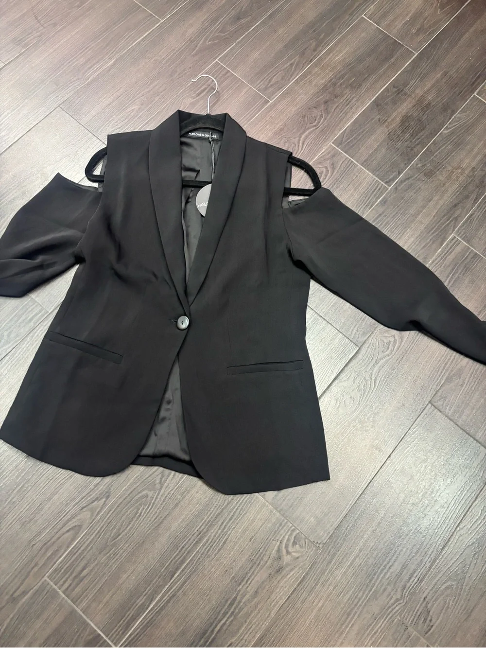 Cold-Shoulder Black Blazer Jacket